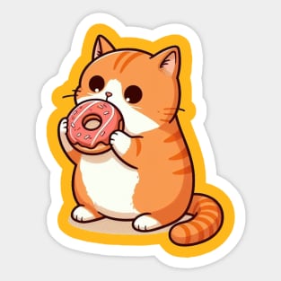 Cat Eating Donut Sticker